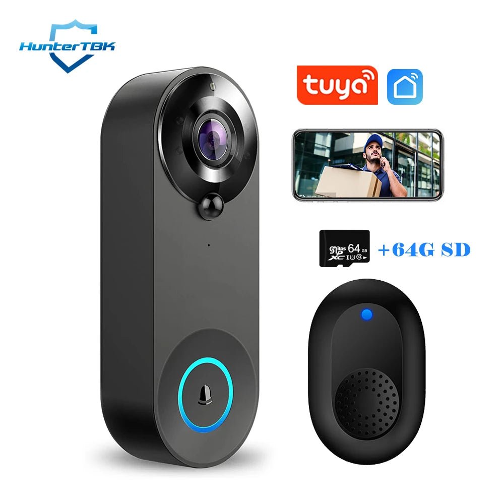 Smart-Dwelling - 1080P Wireless WIFI Doorbell Video Intercom with Camera, Tuya Smart Home Integration, PIR Motion Detection