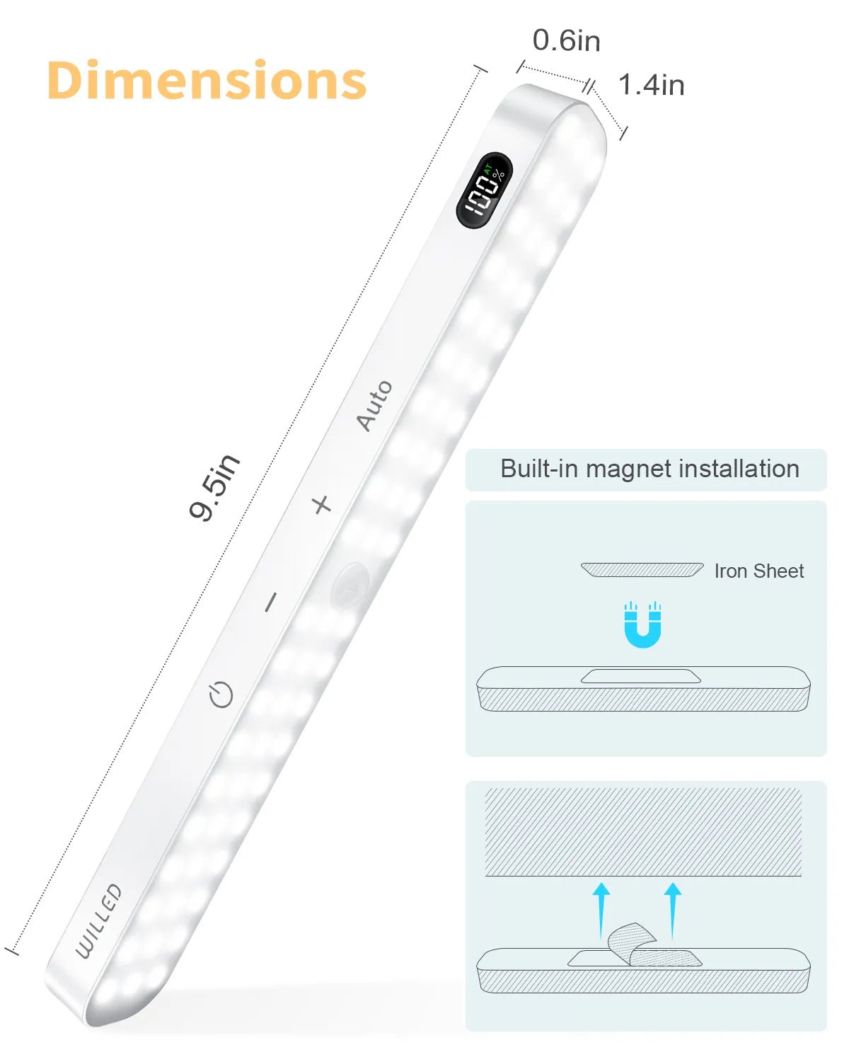 Smart-Dwelling - Cool White Motion Sensor Cabinet Light: Battery-Powered, 60 LED, Touch Light Bar, Wireless, Rechargeable (White) 🔖 SALE! 2 for £25!