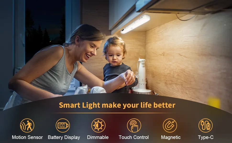 Smart-Dwelling - Cool White Motion Sensor Cabinet Light: Battery-Powered, 60 LED, Touch Light Bar, Wireless, Rechargeable (White) 🔖 SALE! 2 for £25!
