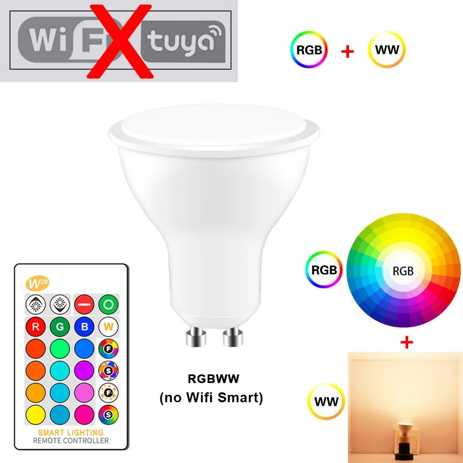Smart-Dwelling - 4-Pack LED RGB Dimmable Lights IR Remote/Tuya Smart WiFi Control Compatible with Alexa Google Home