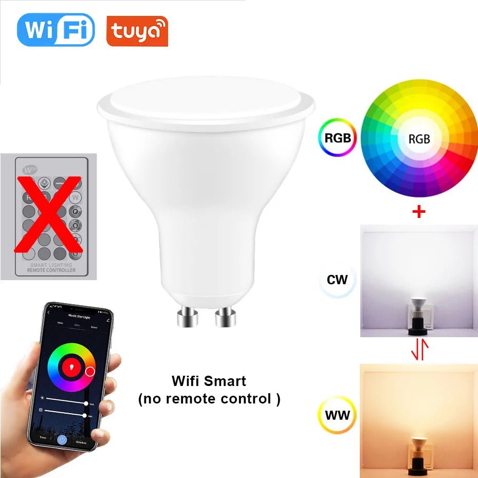 Smart-Dwelling - 4-Pack LED RGB Dimmable Lights IR Remote/Tuya Smart WiFi Control Compatible with Alexa Google Home