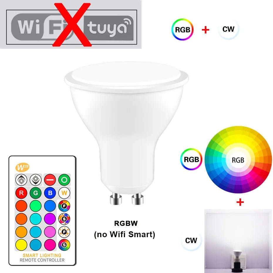Smart-Dwelling - 4-Pack LED RGB Dimmable Lights IR Remote/Tuya Smart WiFi Control Compatible with Alexa Google Home