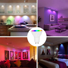 Smart-Dwelling - 4-Pack LED RGB Dimmable Lights IR Remote/Tuya Smart WiFi Control Compatible with Alexa Google Home