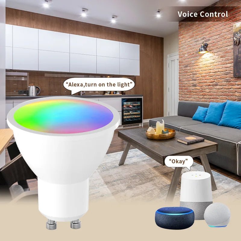 Smart-Dwelling - 4-Pack LED RGB Dimmable Lights IR Remote/Tuya Smart WiFi Control Compatible with Alexa Google Home