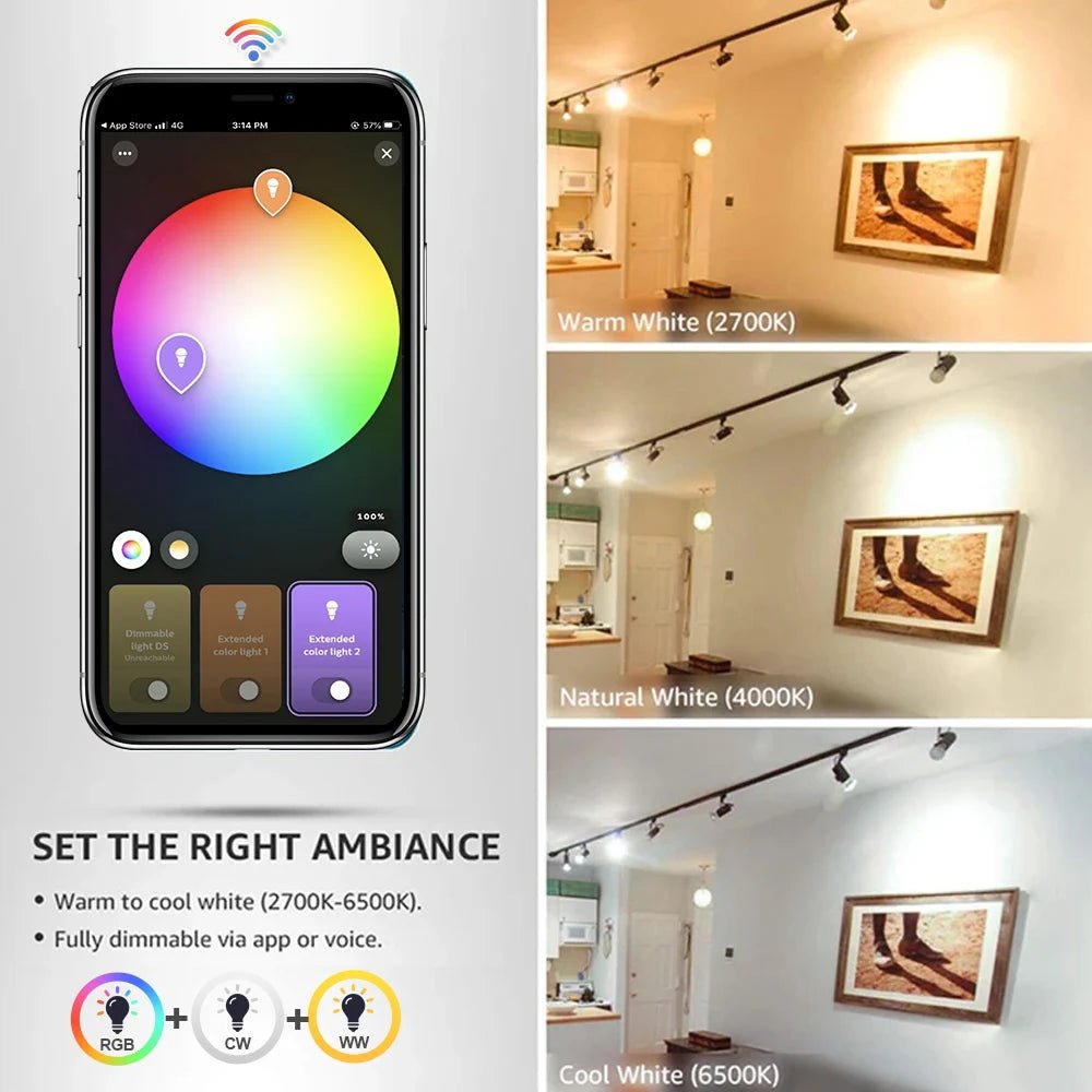 Smart-Dwelling - GU10 Smart Bulb: WiFi and Zigbee 3.0 Compatible, App Remote Control, Works with Alexa, Google Home, Yandex Alice