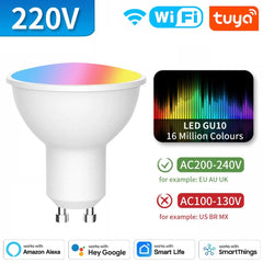 Smart-Dwelling - Tuya WiFi Zigbee Bluetooth GU10 Smart LED Bulbs RGBCCT 5W Dimmable, Smart Life App, Music Sync, Works with Alexa/Google