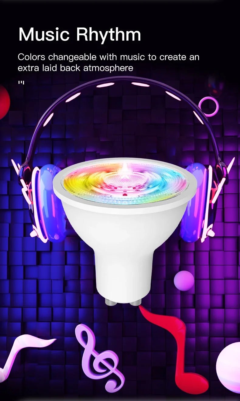 Smart-Dwelling - Tuya WiFi Zigbee Bluetooth GU10 Smart LED Bulbs RGBCCT 5W Dimmable, Smart Life App, Music Sync, Works with Alexa/Google