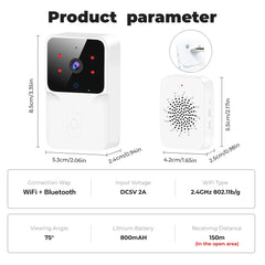 Smart-Dwelling - Tuya Smart Video Doorbell – Wireless HD Camera, PIR Motion Detection, IR Alarm, WiFi Intercom, Smart Home System