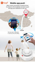 Smart-Dwelling - Tuya WiFi and Bluetooth Smoke Detector Fire Alarm Home Security System Compatible with Google Home and Alexa