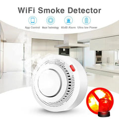 Smart-Dwelling - Tuya WiFi and Bluetooth Smoke Detector Fire Alarm Home Security System Compatible with Google Home and Alexa