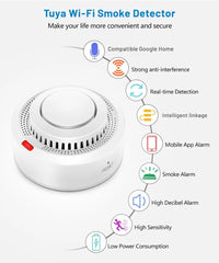 Smart-Dwelling - Tuya WiFi and Bluetooth Smoke Detector Fire Alarm Home Security System Compatible with Google Home and Alexa