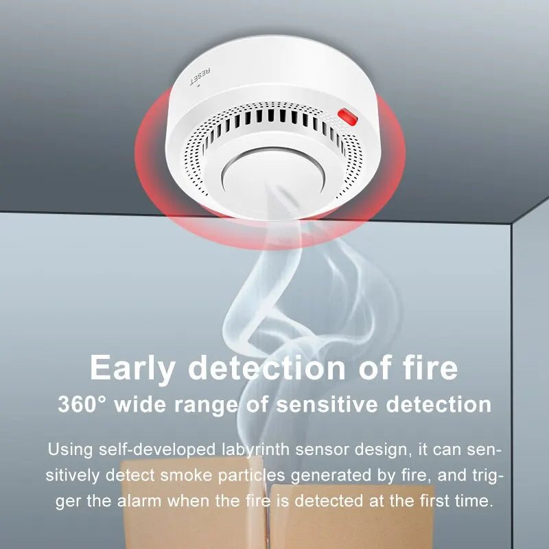 Smart-Dwelling - Tuya WiFi and Bluetooth Smoke Detector Fire Alarm Home Security System Compatible with Google Home and Alexa