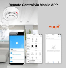 Smart-Dwelling - Tuya WiFi and Bluetooth Smoke Detector Fire Alarm Home Security System Compatible with Google Home and Alexa
