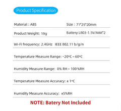 Smart-Dwelling - Tuya WiFi Temperature Humidity Sensor Smart Life Remote Monitor Compatible with Alexa Google Assistant
