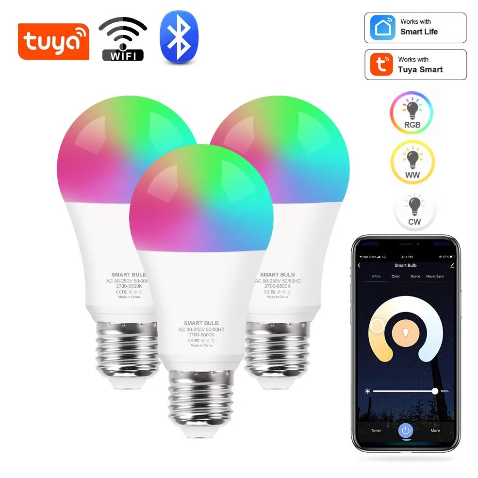 Smart-Dwelling - Tuya Wifi/Bluetooth Smart Bulb Led Lamp RGB 110V 220V Alexa and Google Assistant Smart Life
