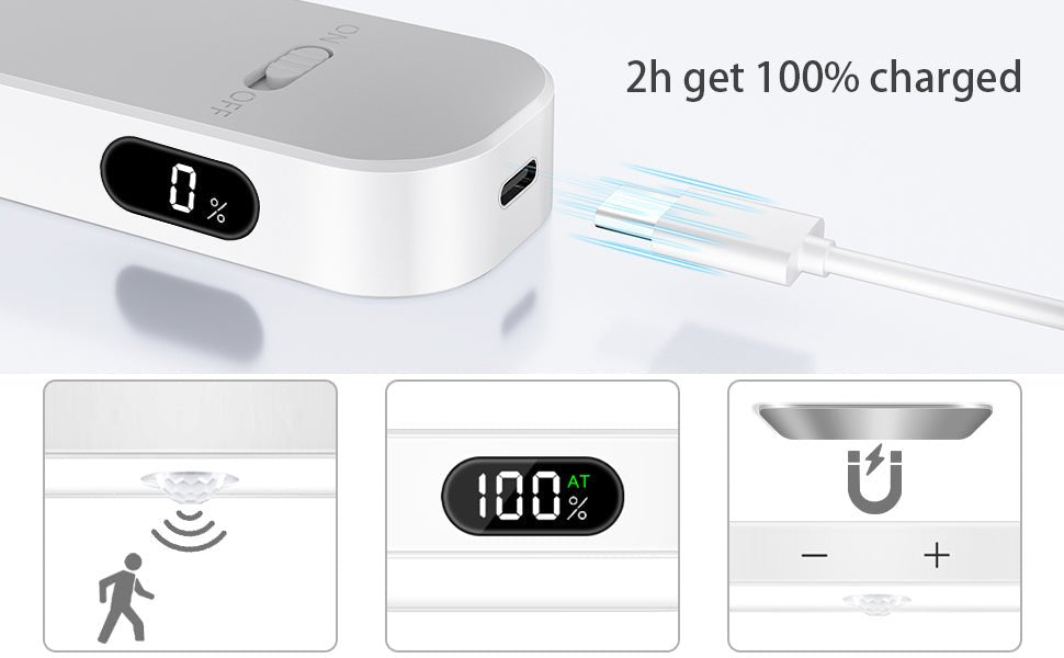 Smart-Dwelling - Warm Light Motion Sensor Cabinet Light: Battery-Powered, 60 LED, Touch Light Bar, Wireless, Rechargeable (White) 🔖 SALE! 2 for £25!