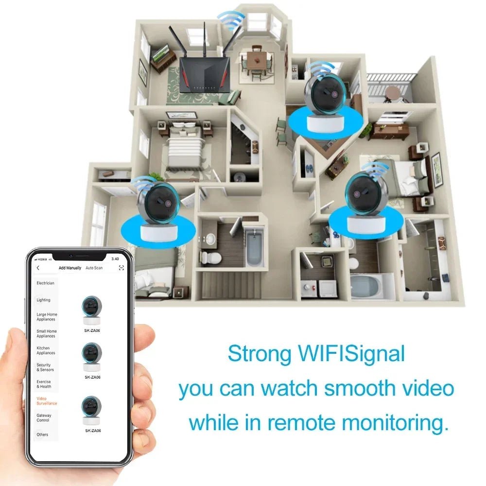 Smart-Dwelling - Tuya 1080P WiFi IP Camera Baby Monitor - 360° PTZ, Motion Detection, 2-Way Audio, Night Vision